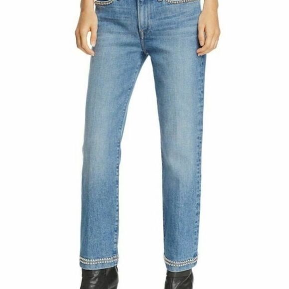Frame Denim Anstee Studded Straight Leg Jeans Sz 25 - Picture 1 of 14